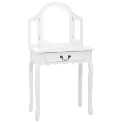Toaletni stolić sa stolcem bijeli 65x36x128 cm paulovnija i MDF - Bijela 1 Bijela Cijena