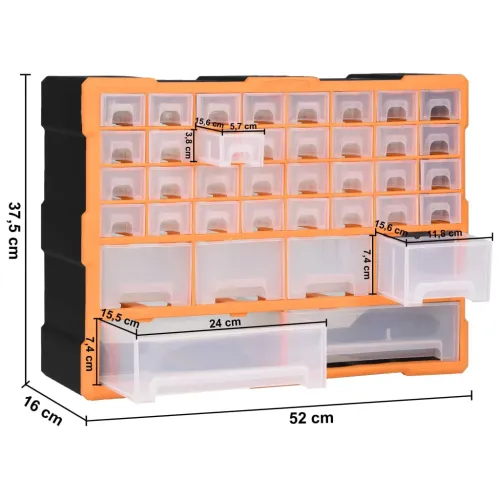 Organizator s 38 ladica 52 x 16 x 37,5 cm - Narančasta i crna 38 ladica Cijena