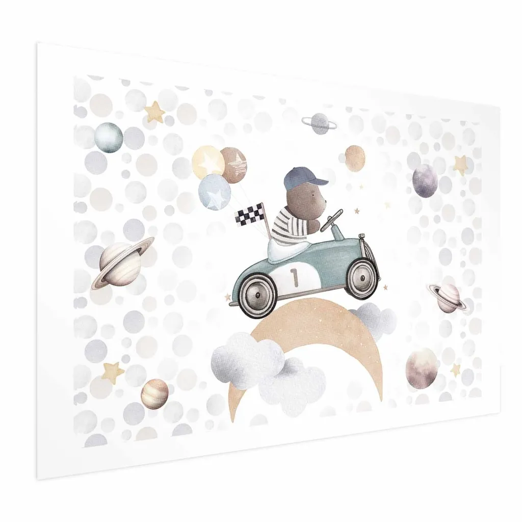 Plakat - Bear in a Race Car 30x21 Bez okvira s margom