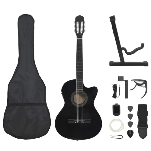 12-dijelni set gitare Western s ujednačivačem i 6 žica crni - Crna Cijena