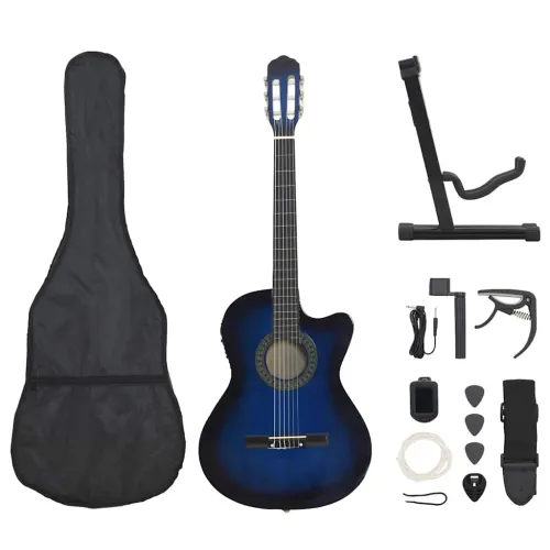 12-dijelni set gitare Western s ujednačivačem i 6 žica plavi - Plava Cijena