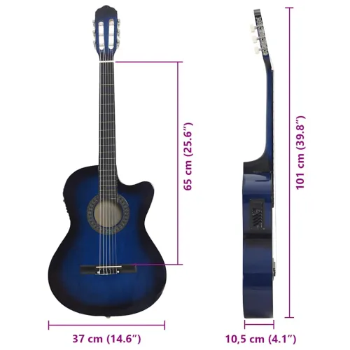 12-dijelni set gitare Western s ujednačivačem i 6 žica plavi - Plava Cijena