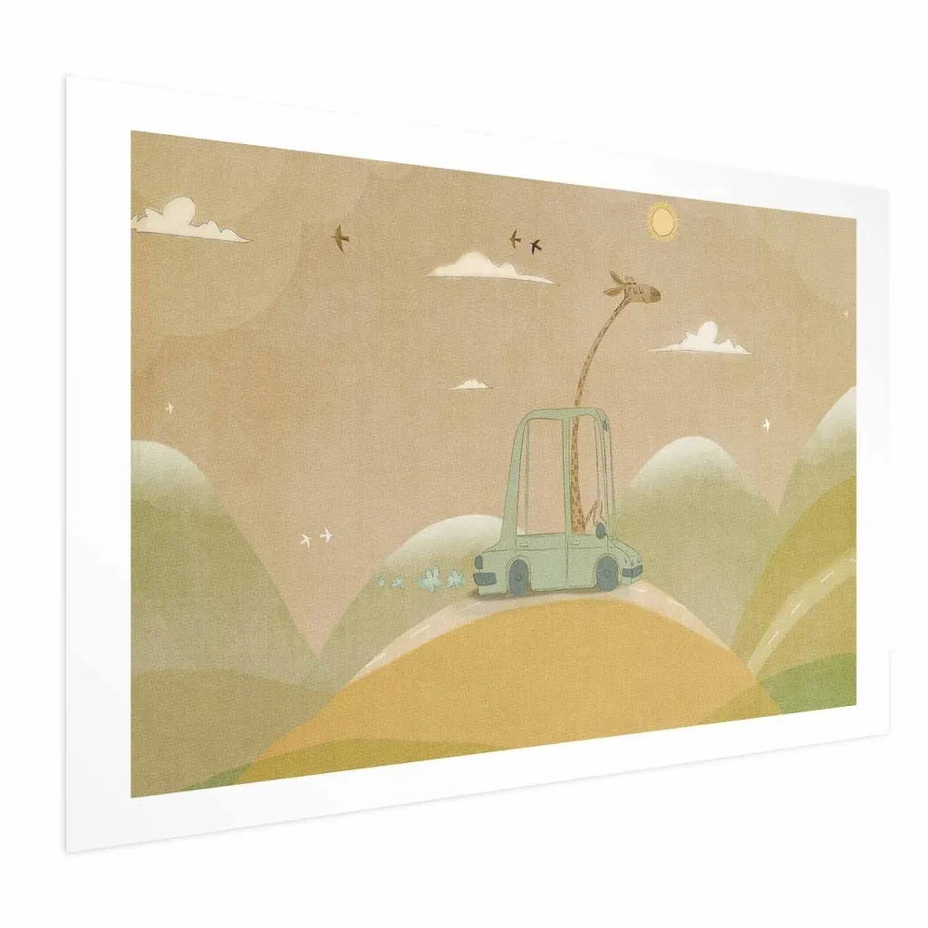 Plakat - Traveling Giraffe 30x21 Bez okvira s margom