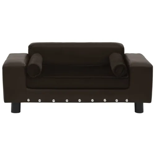 Sofa za pse smeđa 81 x 43 x 31 cm od pliša i umjetne kože - Smeđa Cijena