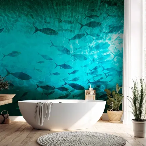 Foto tapeta - A shoal of dark fish 100x70 Vodootporna Cijena