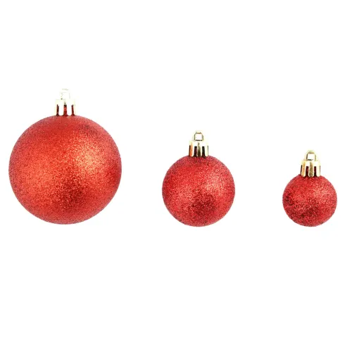 Set božićnih kuglica 100 komada 3/4/6 cm crveni - Crvena 100 Cijena