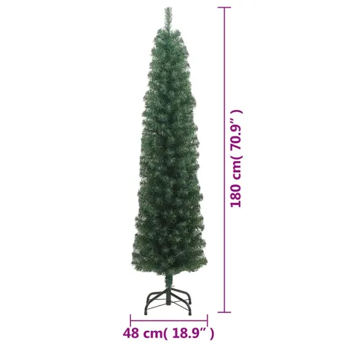 Tanko umjetno božićno drvce sa stalkom zeleno 180 cm PVC - Zelena 180 cm 1 Osnovni Cijena