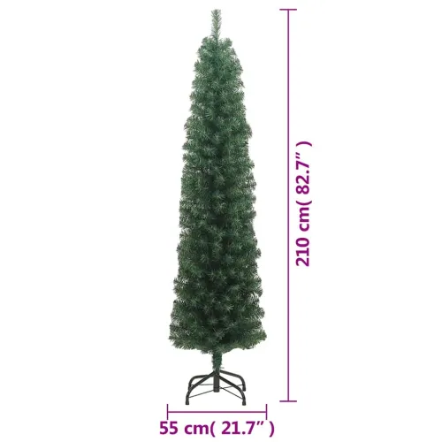 Tanko umjetno božićno drvce sa stalkom zeleno 210 cm PVC - Zelena 210 cm Osnovni Cijena