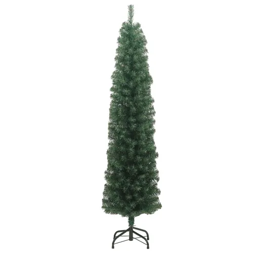 Tanko umjetno božićno drvce sa stalkom zeleno 210 cm PVC - Zelena 210 cm Osnovni Cijena
