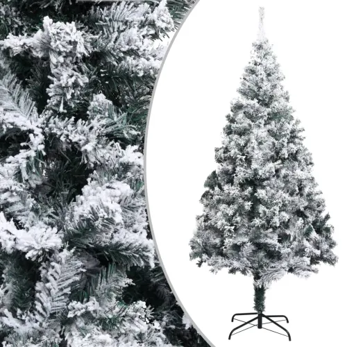 Umjetno božićno drvce sa snijegom zeleno 240 cm PVC - Zelena i bijela 2100 Cijena