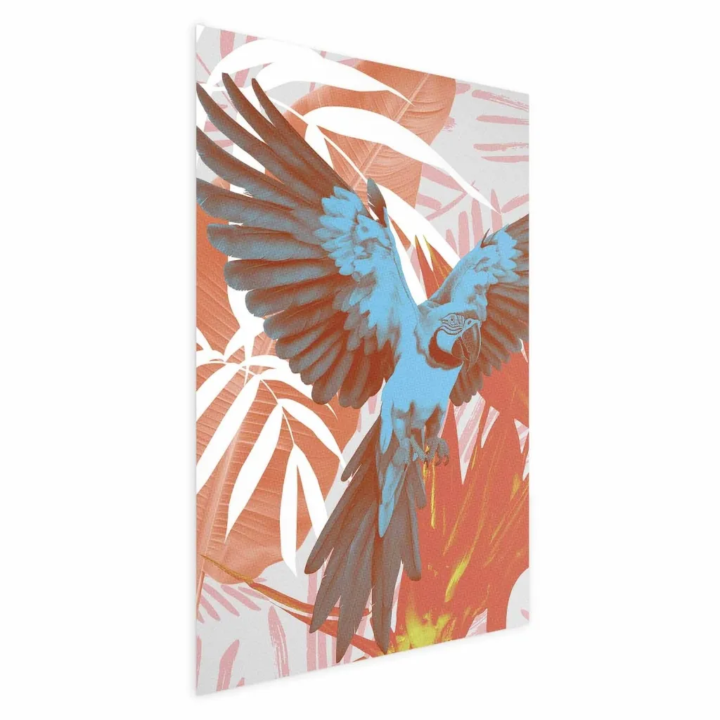 Plakat - Exotic Wings - parrot among abstract leaf patterns 21x30 Bez okvira s margom