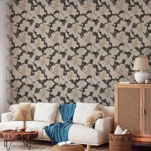 Tapeta - White and beige hares 49x1000 Samoljepljiva Cijena