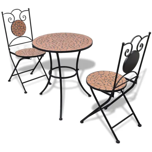 3-dijelni bistro set s keramičkim pločicama boje cigle - Terakota Okruglo 3 Cijena