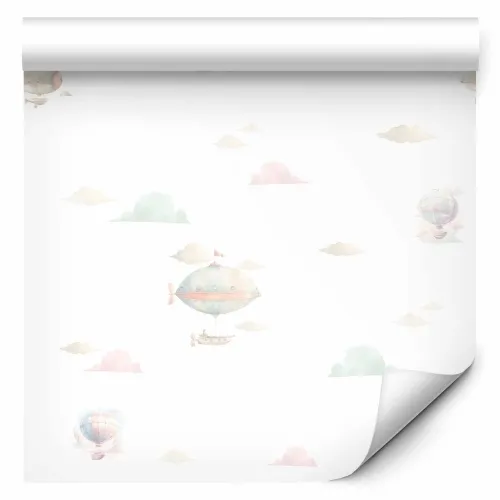 Tapeta - Watercolor - Colorful balloons and airships against a backdrop of colorful clouds. 50x1000 Standard Cijena