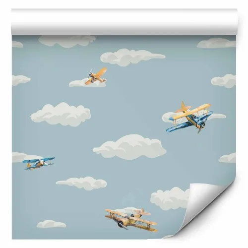 Tapeta - Illustration - Yellow-blue airplanes against a blue sky. 50x1000 Standard Cijena