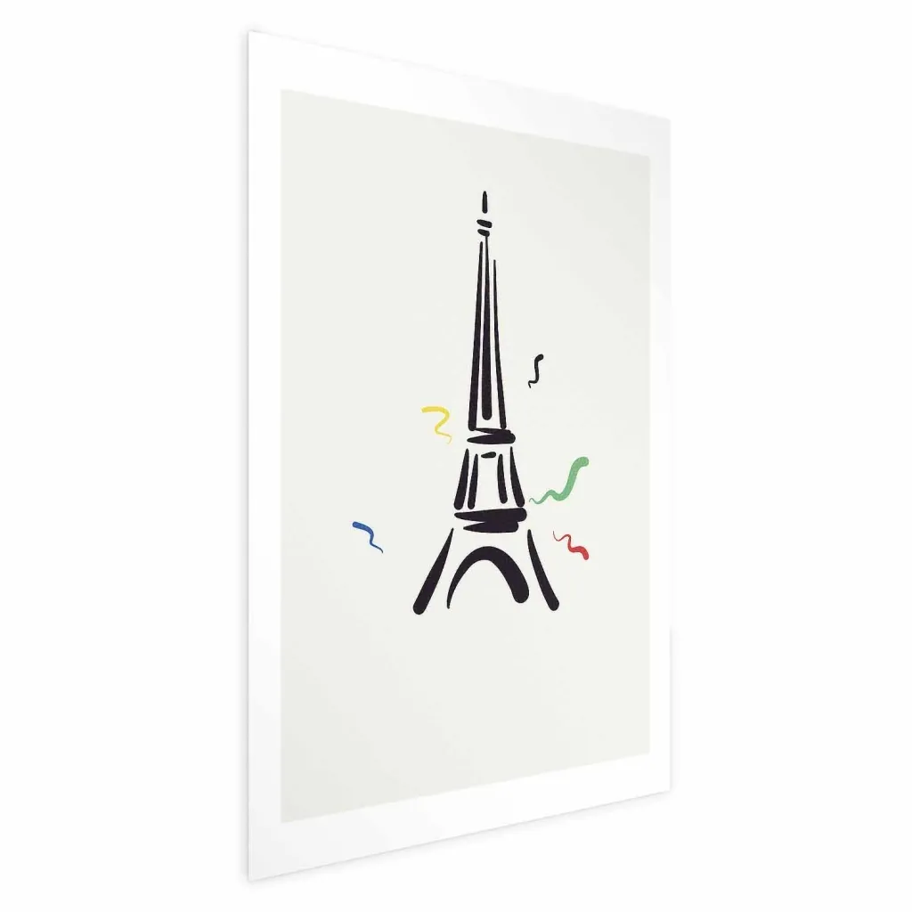 Plakat - Black Illustration of the Eiffel Tower on a Light Background 21x30 Bez okvira s margom