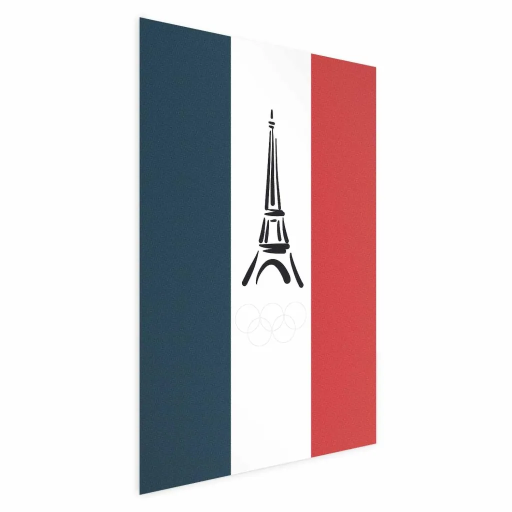 Plakat - Graphic Eiffel Tower Against the French Flag 21x30 Bez okvira