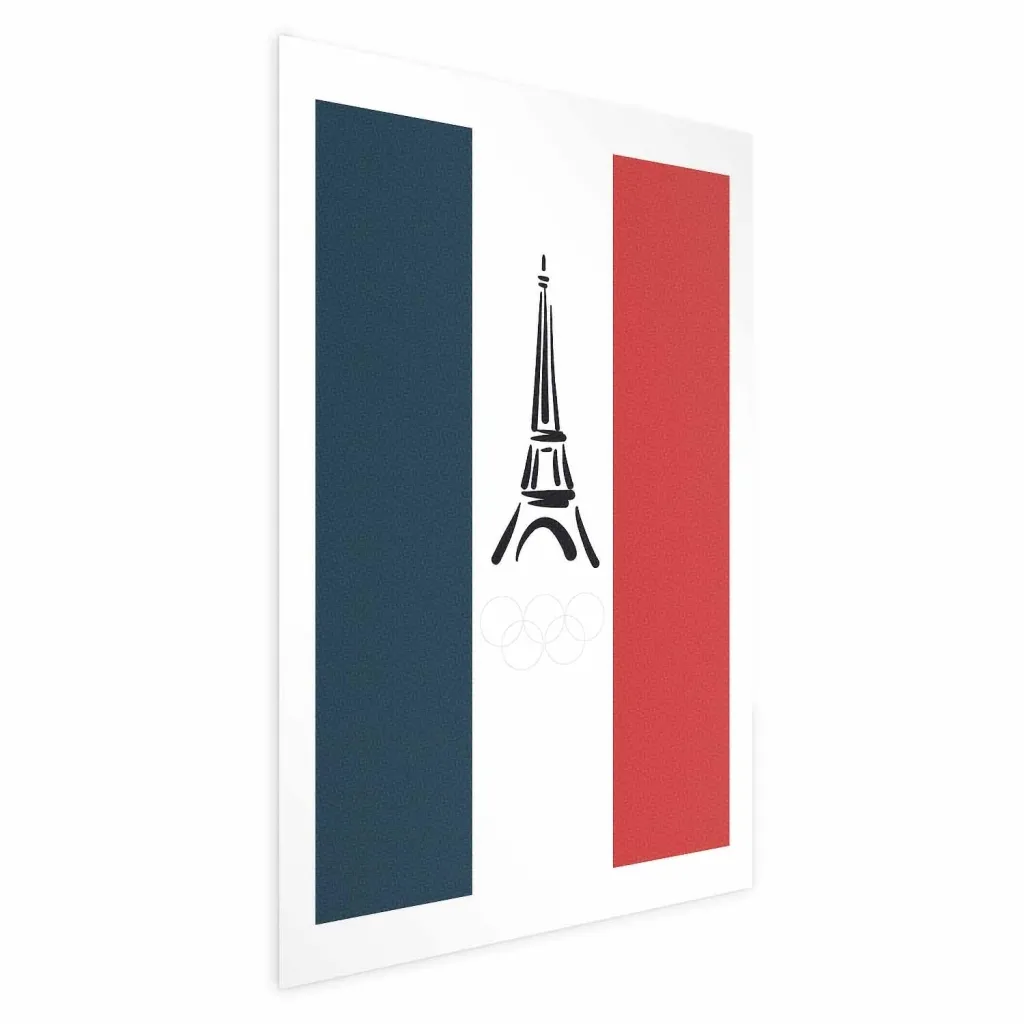 Plakat - Graphic Eiffel Tower Against the French Flag 21x30 Bez okvira s margom