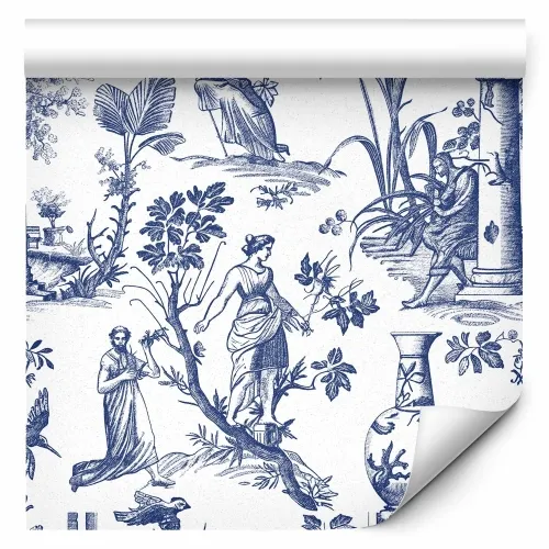 Tapeta - Blue antique – a delicate pattern with Greek and botanical motifs 49x1000 Samoljepljiva Cijena