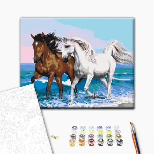 Slika za samostalno slikanje - Horses at the Seaside 50x40 Cijena