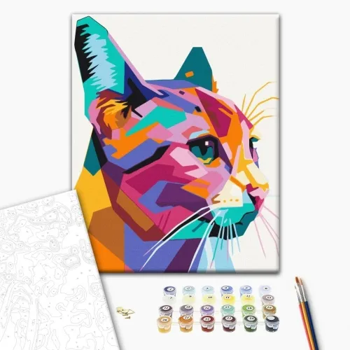 Slika za samostalno slikanje - Geometric Cat 40x50 Cijena