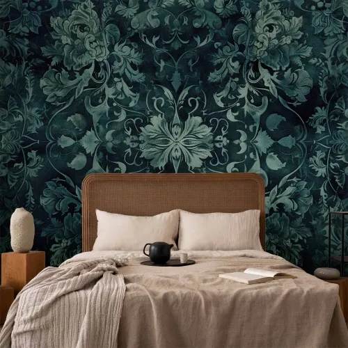 Foto tapeta - Oriental Pattern Carpet: Emerald Ornaments and Worn Patterns 294x210 Samoljepljiva Cijena