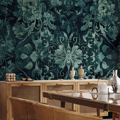 Foto tapeta - Oriental Pattern Carpet: Emerald Ornaments and Worn Patterns 250x175 Vodootporna Cijena