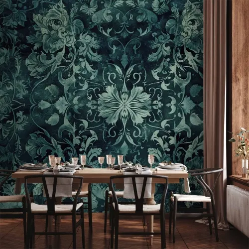 Foto tapeta - Oriental Pattern Carpet: Emerald Ornaments and Worn Patterns 100x70 Vodootporna Cijena