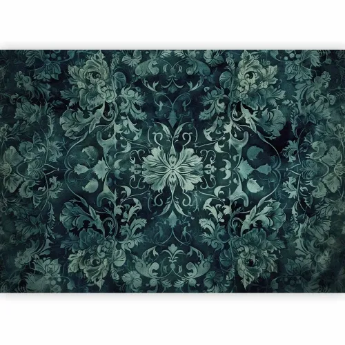 Foto tapeta - Oriental Pattern Carpet: Emerald Ornaments and Worn Patterns 490x350 Samoljepljiva Cijena