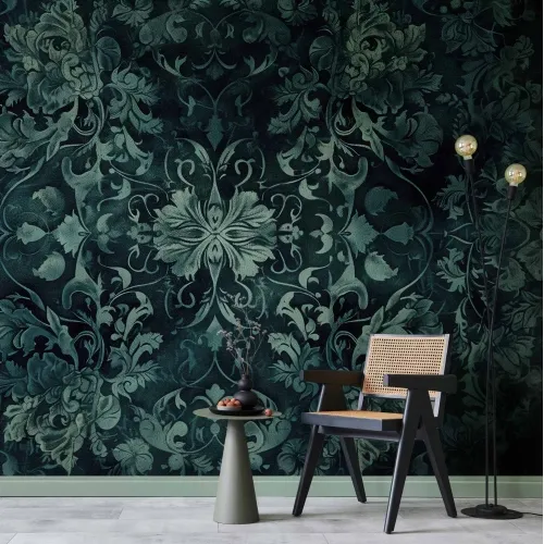 Foto tapeta - Oriental Pattern Carpet: Emerald Ornaments and Worn Patterns 490x350 Samoljepljiva Cijena