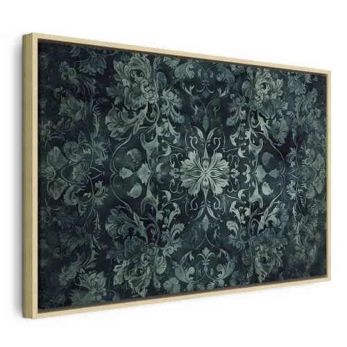 Slika - Oriental Pattern Carpet: Emerald Ornaments and Worn Patterns 60x40 U prirodnom drvenom okviru Cijena