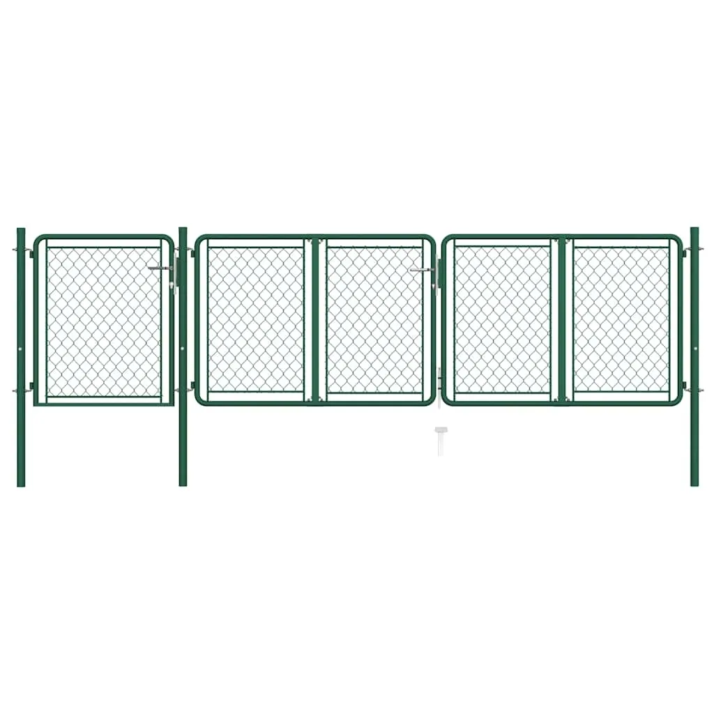 Dvorišna vrata - Vrtna vrata Čelik 400x100 cm Zelena - 400 x 100 cm