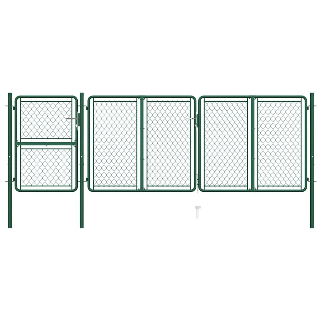 Dvorišna vrata - Vrtna vrata Čelik 400x125 cm Zelena - 400 x 125 cm