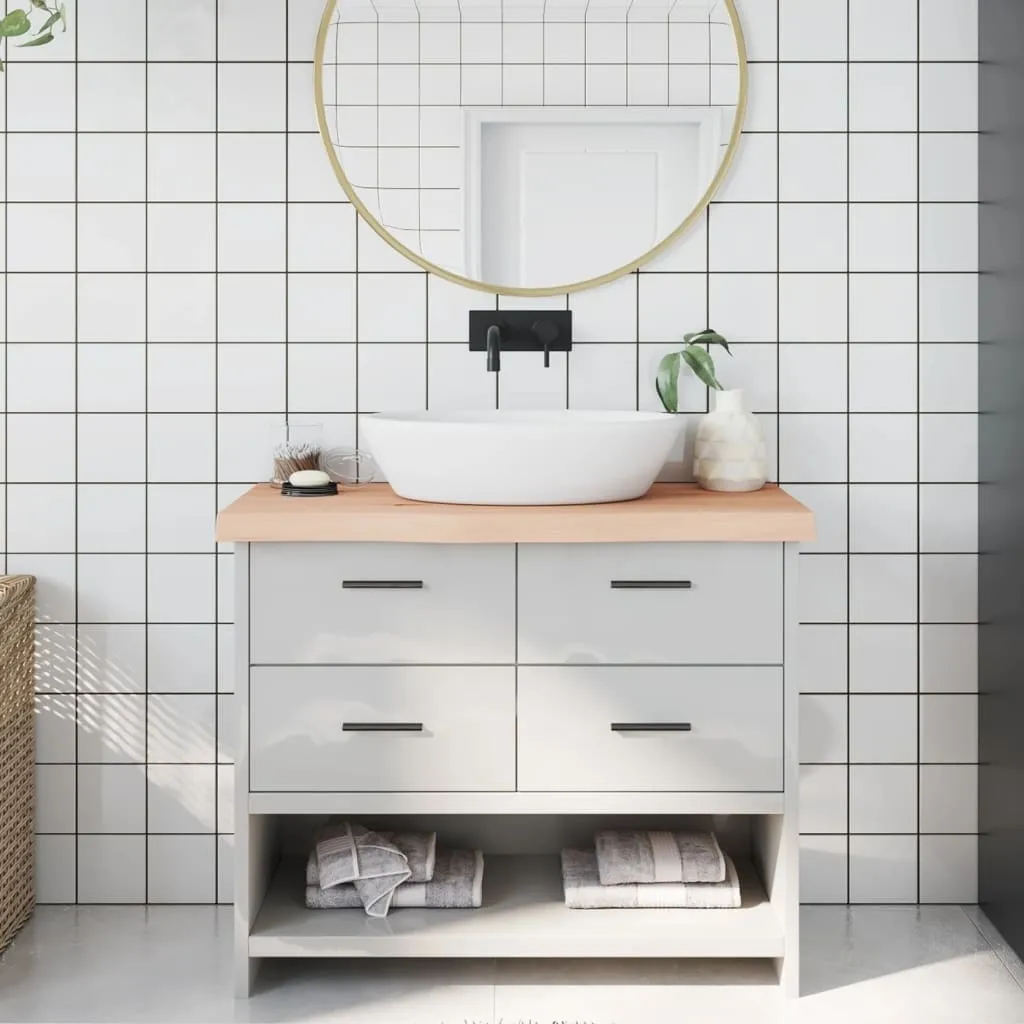Kupaonska radna ploča 100x40x(2-6) cm netretirano masivno drvo - Prirodna 100 x 40 x 6 cm
