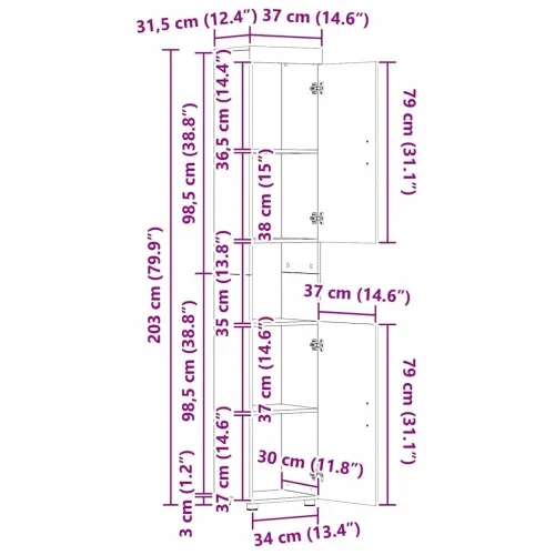Set namještaja za kupaonicu TULUM 3 kom. Sonoma hrast - sonoma hrast Kupaonski ormar s ogledalom + visoki ormar Cijena