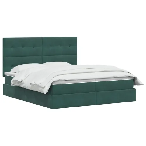 Krevet s od storage s pohranom Tamnozelena 180 x 200 cm Baršun - Tamnozelena 180 x 200 cm Prošiveno gumbima Cijena