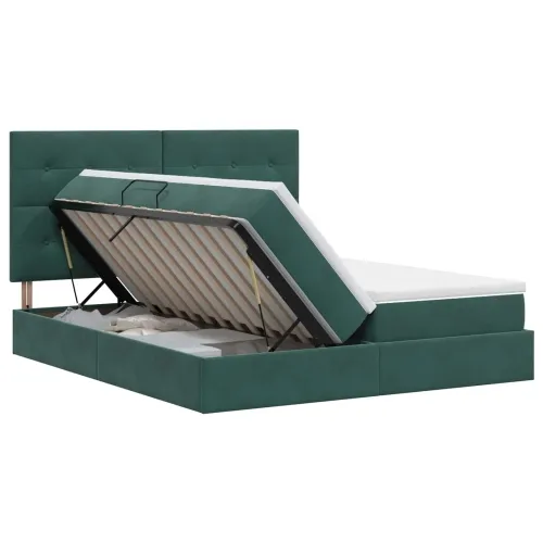 Krevet s od storage s pohranom Tamnozelena 180 x 200 cm Baršun - Tamnozelena 180 x 200 cm Prošiveno gumbima Cijena