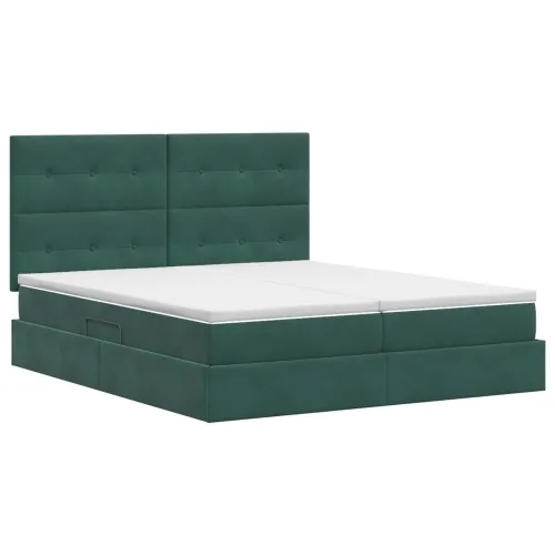 Krevet s od storage s pohranom Tamnozelena 180 x 200 cm Baršun - Tamnozelena 180 x 200 cm Prošiveno gumbima Cijena