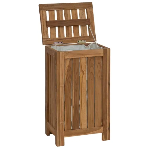 Košarica za rublje Prirodna Čvrsto teak drvo - 35 x 25 x 60 cm s platnenom torbom Cijena