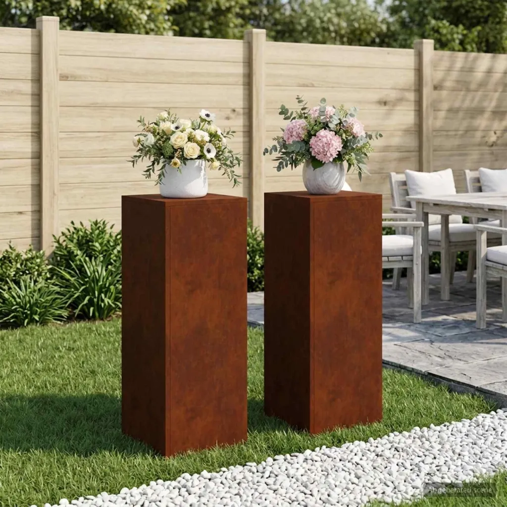 Stalak za biljke 2 pcs Rđa 30 x 30 x 80 cm Otporni čelik - Otporni čelik 2x (30 x 30 x 80 cm)