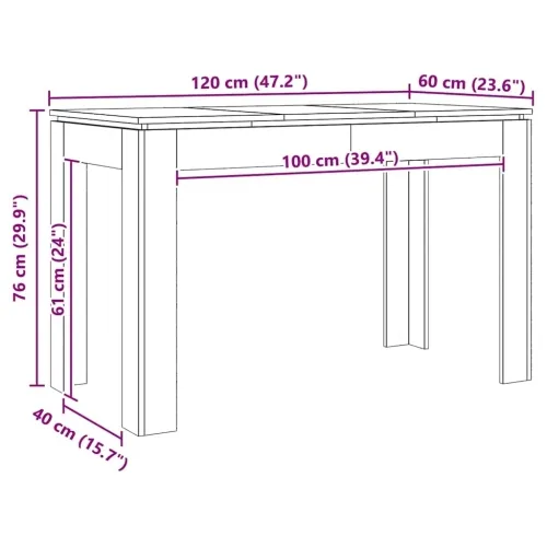 Blagovaonski stol Artisan hrast 120x60x76 cm izrađeno drvo - Hrast artisan Cijena