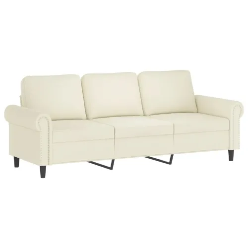 4-dijelni set sofa s jastucima, krem baršun - Krema s jastucima i tabureom Cijena