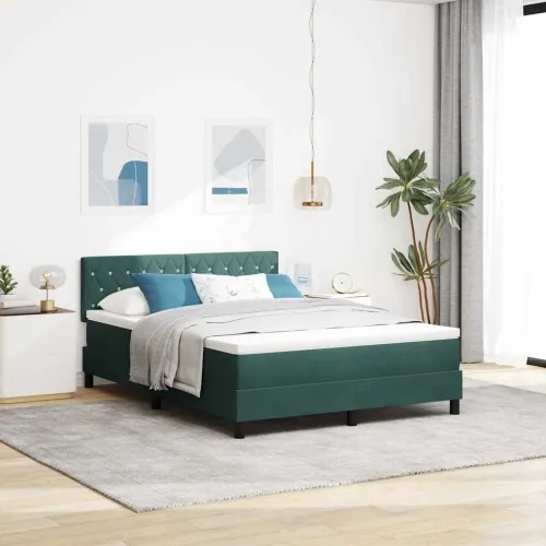 LED Box Spring Krevet Tamnozelena 160 x 200 cm Baršun - Tamnozelena 160 x 200 cm Kristal s dugmadima Cijena