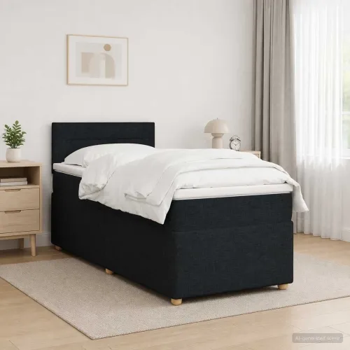 Boxspring krevet s madracem Crna 90 x 200 cm Tkanina - Crna 90 x 200 cm Dizajn linija Cijena