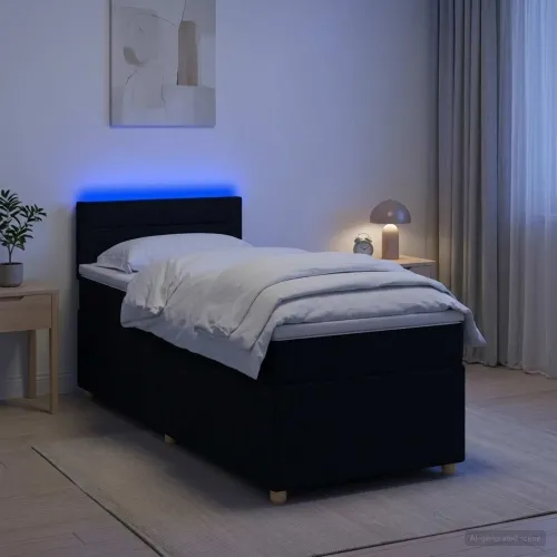 Boxspring krevet s madracem Crna 90 x 200 cm Tkanina - Crna 90 x 200 cm Dizajn linija Cijena
