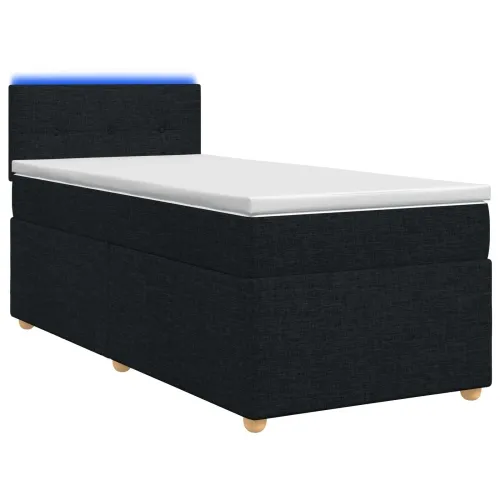 Boxspring krevet s madracem Crna 100 x 200 cm Tkanina - Crna 100 x 200 cm Prošiveno gumbima Cijena