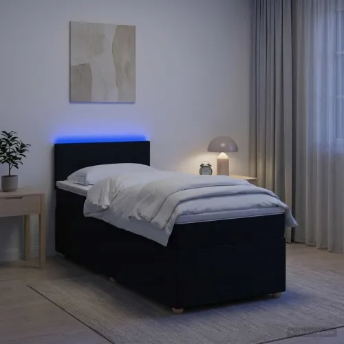 Boxspring krevet s madracem Crna 100 x 200 cm Tkanina - Crna 100 x 200 cm Prošiveno gumbima Cijena