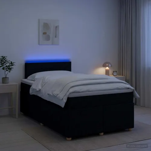 Boxspring krevet s madracem Crna 120 x 190 cm Tkanina - Crna 120 x 190 cm Dizajn linija Cijena