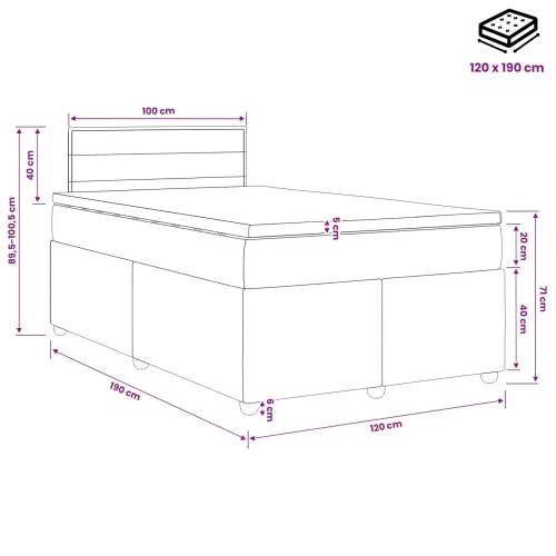 Boxspring krevet s madracem Crna 120 x 190 cm Tkanina - Crna 120 x 190 cm Dizajn linija Cijena