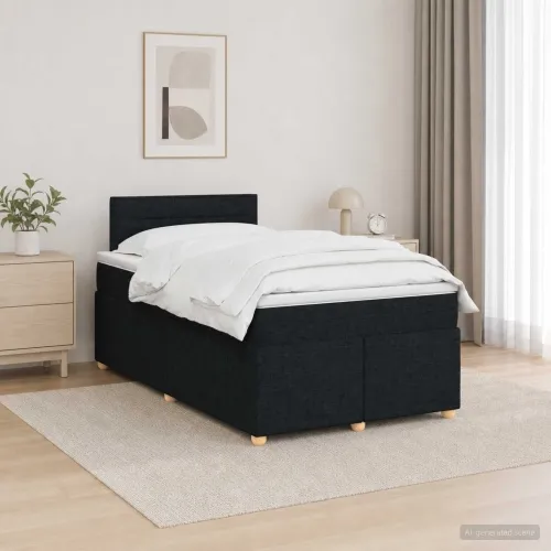 Boxspring krevet s madracem Crna 120 x 190 cm Tkanina - Crna 120 x 190 cm Dizajn linija Cijena